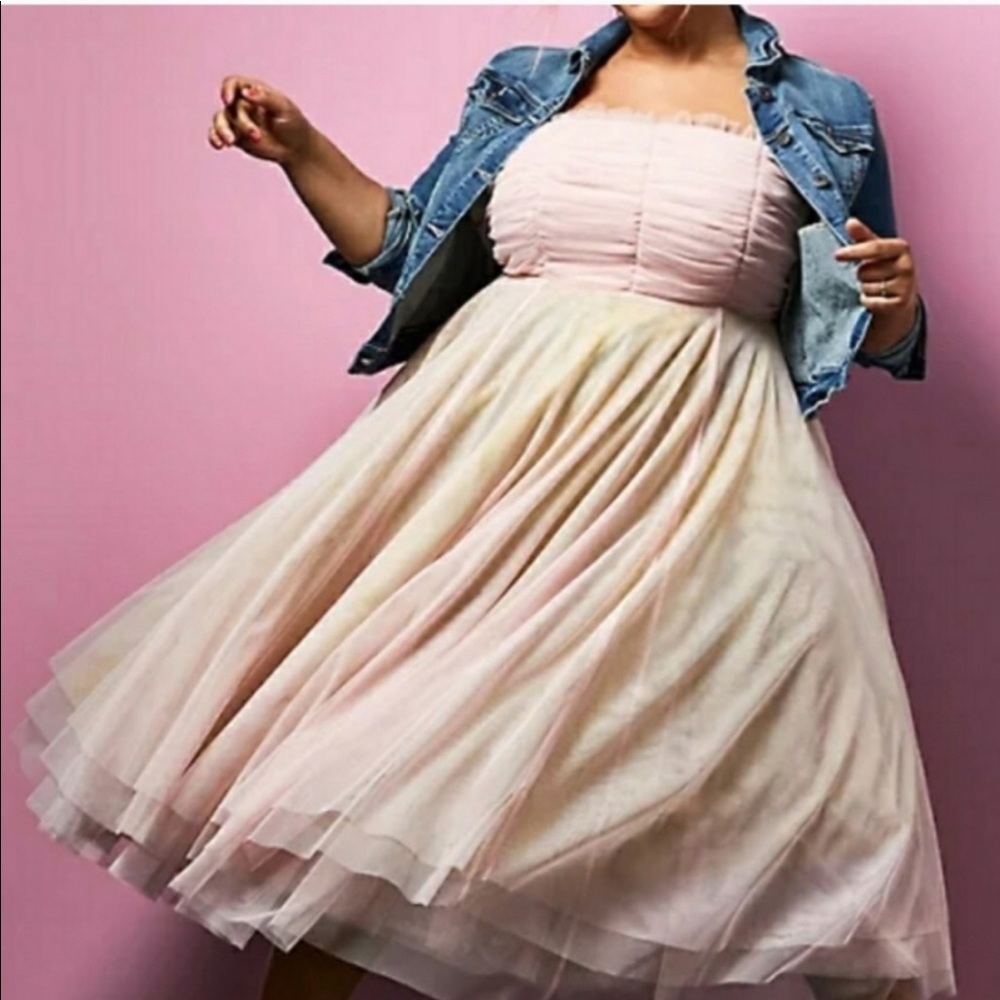 Betsey Johnson strapless rainbow midi dress